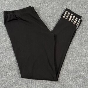Black Studded Leggings Womens Medium Rhinestone Embellished Casual Athleisure